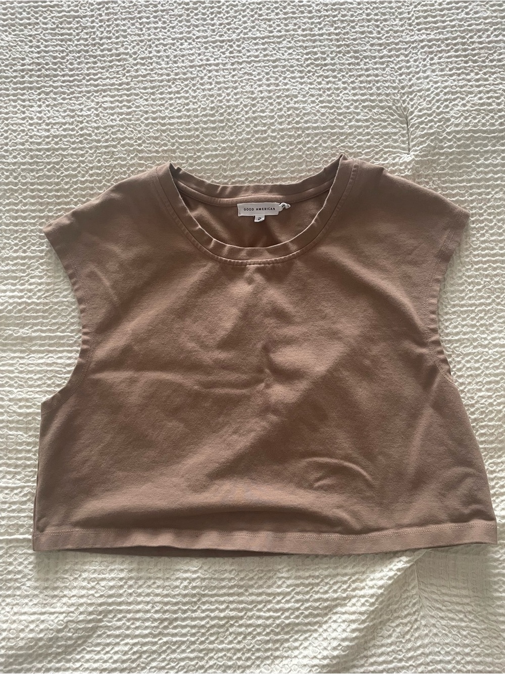 Good American Taupe Cropped Muscle Tank